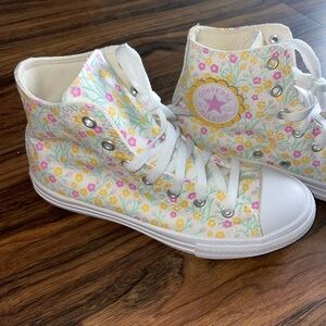 Converse Kids High-Top Sneakers - Floral White and Yellow